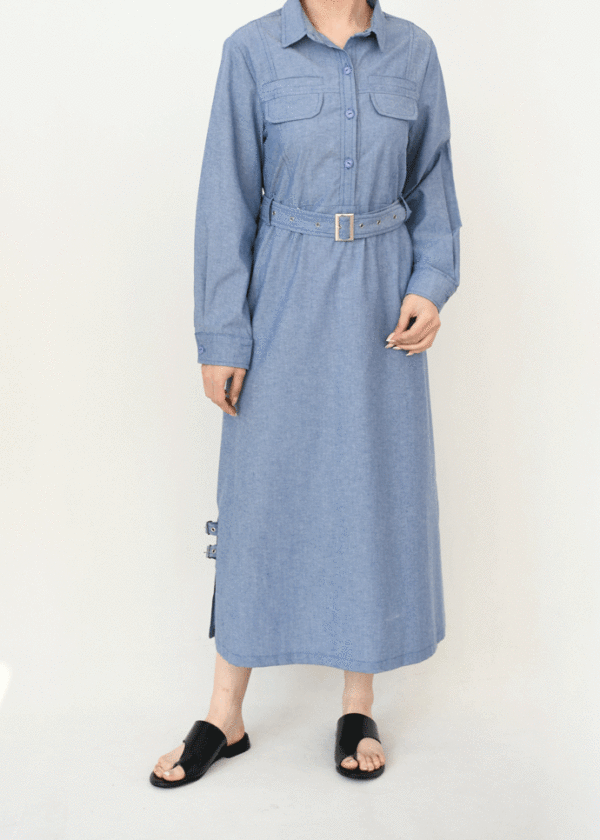 پیراهن جین کمربند دار - Image 4