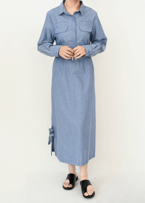 پیراهن جین کمربند دار - Image 3