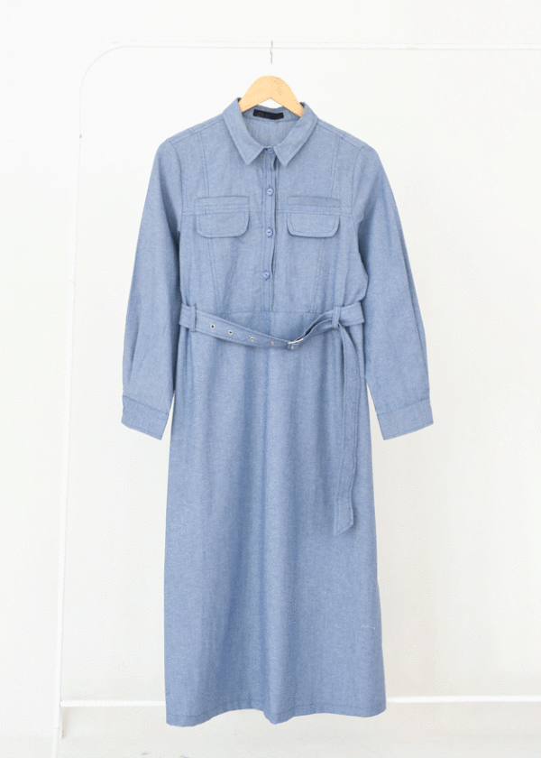 پیراهن جین کمربند دار - Image 1