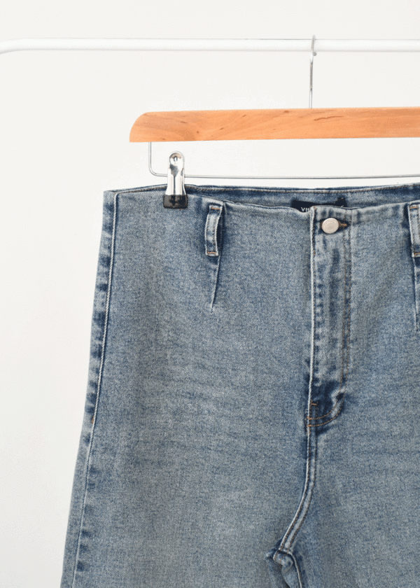 شلوار واید لگ کشی آبی - Image 2