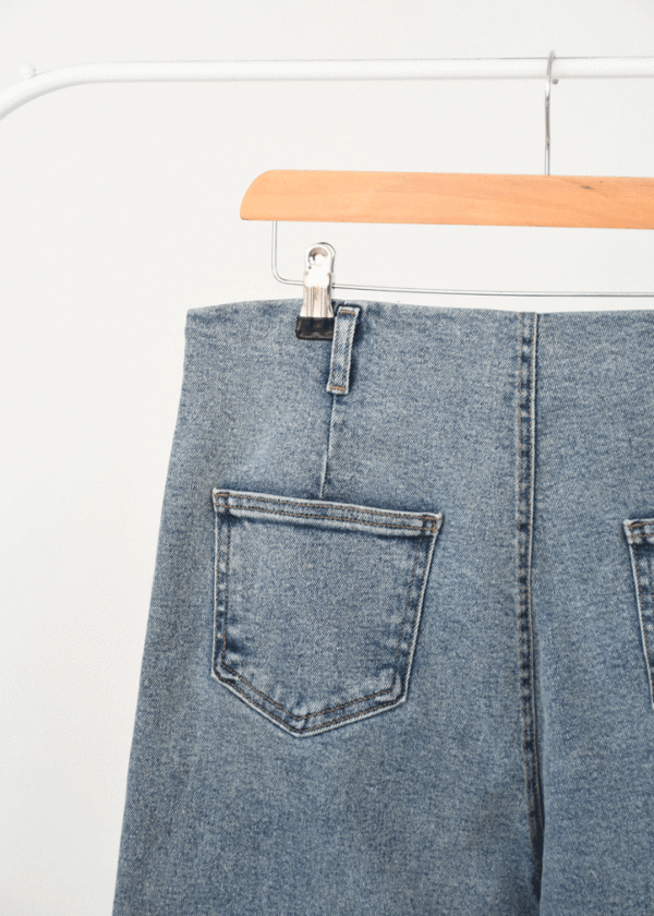 شلوار واید لگ کشی آبی - Image 3