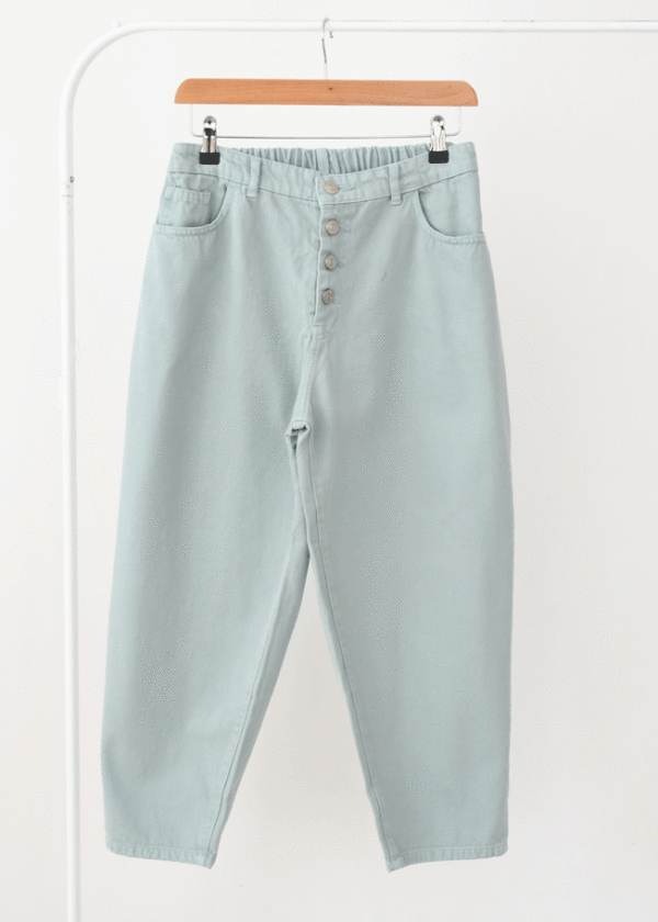 DSC_1150 شلوار مام فیت پشت کش سبز صابونی - Image 1