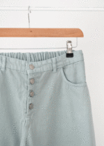 شلوار مام فیت پشت کش سبز صابونی - Image 5