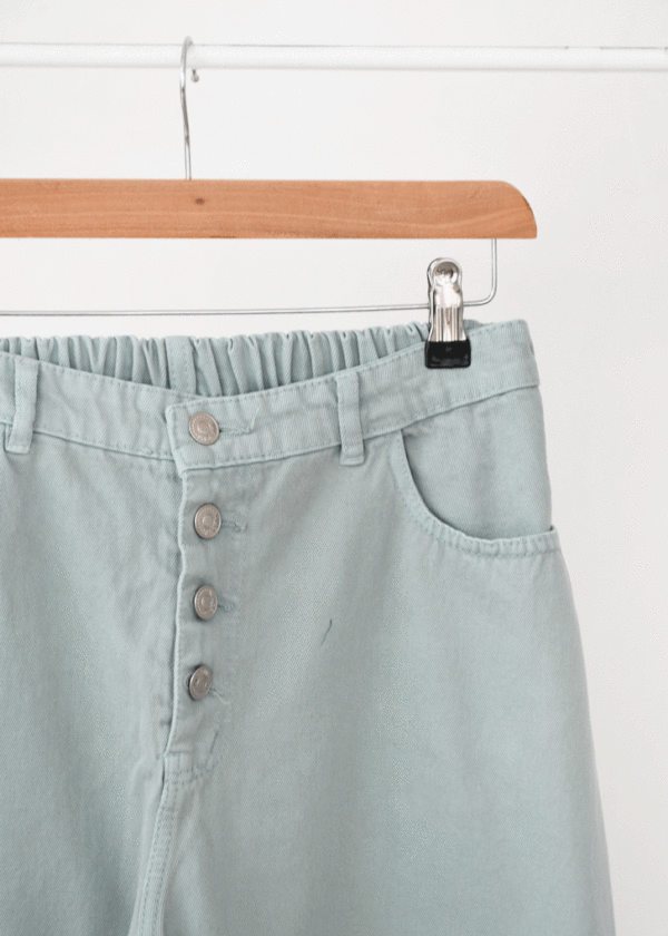 DSC_1151 شلوار مام فیت پشت کش سبز صابونی - Image 5