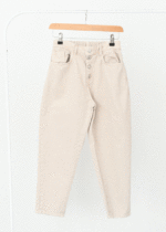 شلوار مام فیت پشت کش کرم