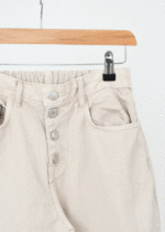 شلوار مام فیت پشت کش کرم - Image 2