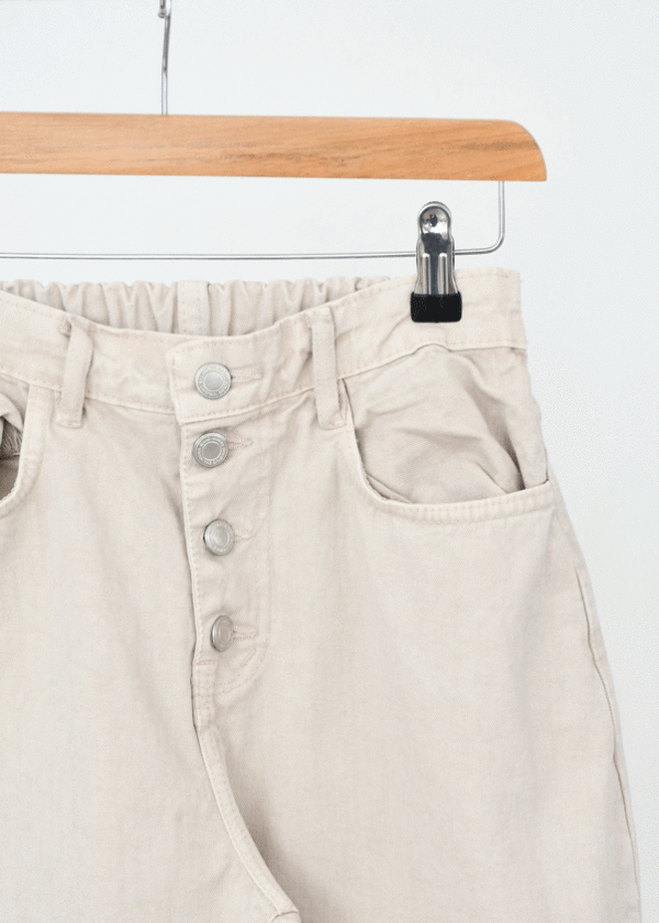 شلوار مام فیت پشت کش کرم - Image 2