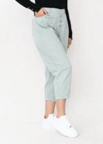 شلوار مام فیت پشت کش سبز صابونی - Image 4