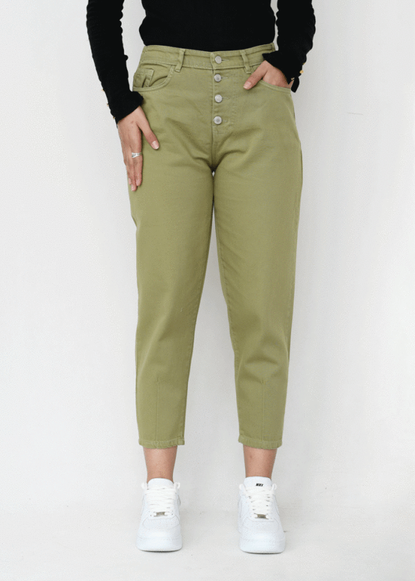 DSC_1202 شلوار مام فیت پشت کش سبز - Image 2