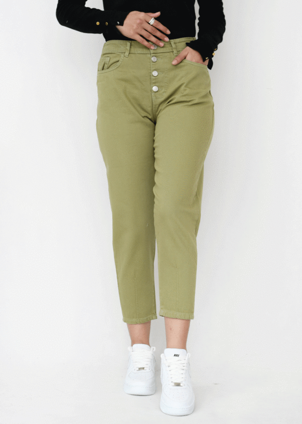 DSC_1203 شلوار مام فیت پشت کش سبز - Image 3