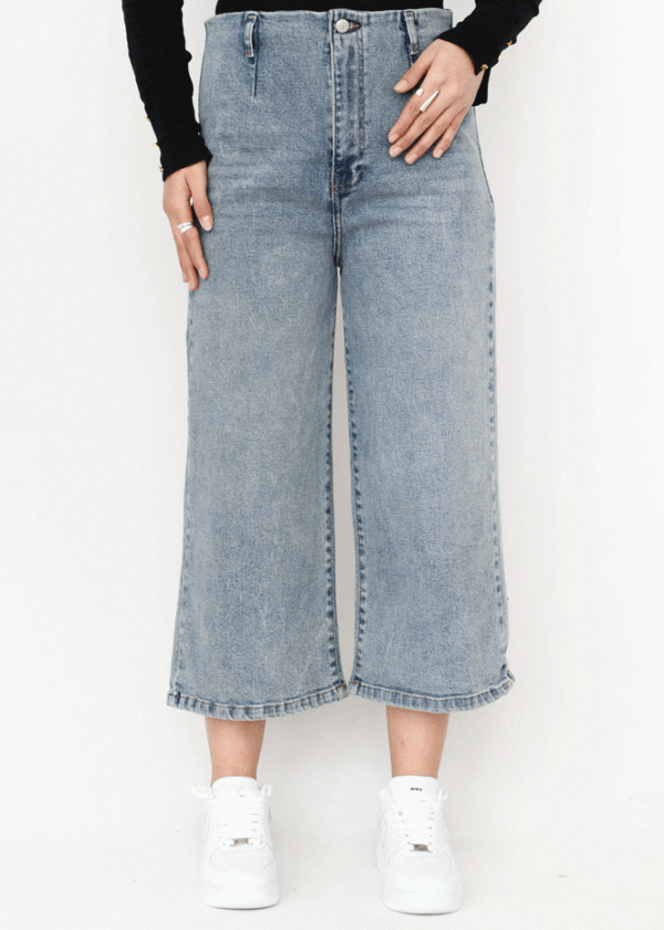 شلوار واید لگ کشی آبی - Image 4