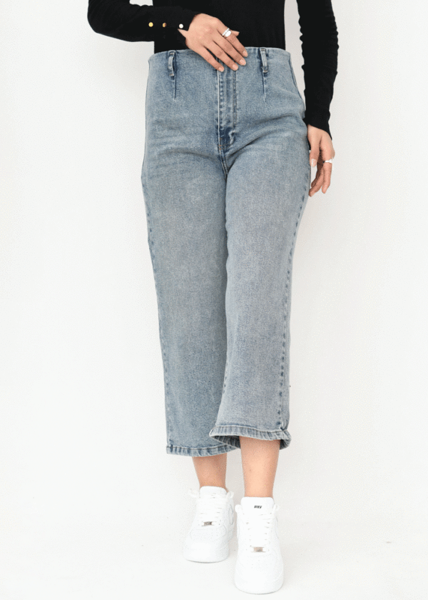 شلوار واید لگ کشی آبی - Image 5