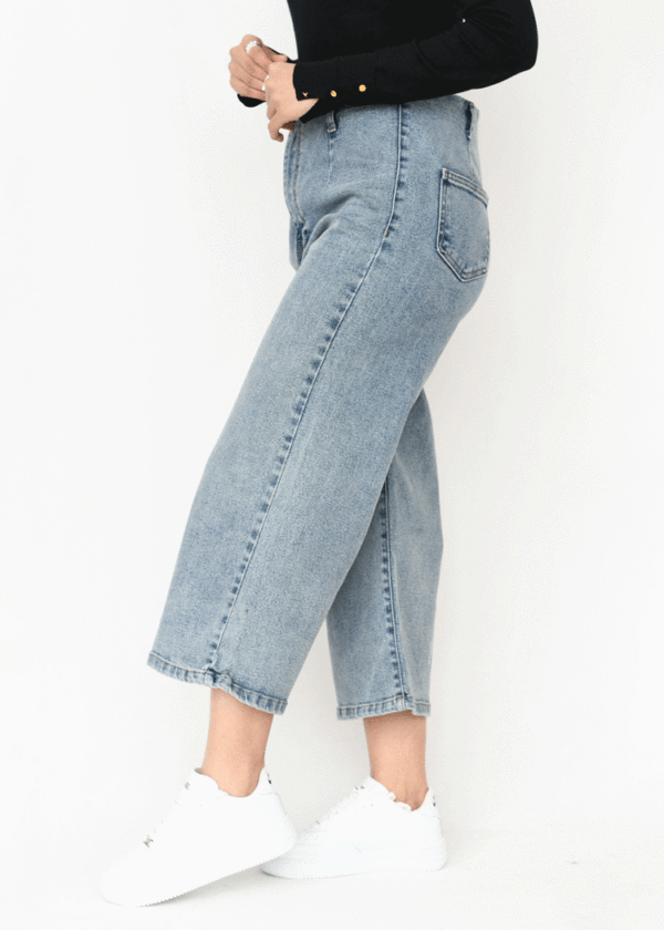 شلوار واید لگ کشی آبی - Image 6