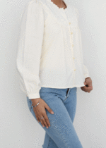 شومیز دور یقه دانتل - Image 9