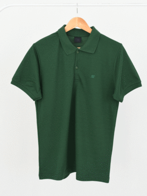 تیشرت جودون یقه دار مردانه سبز تیره