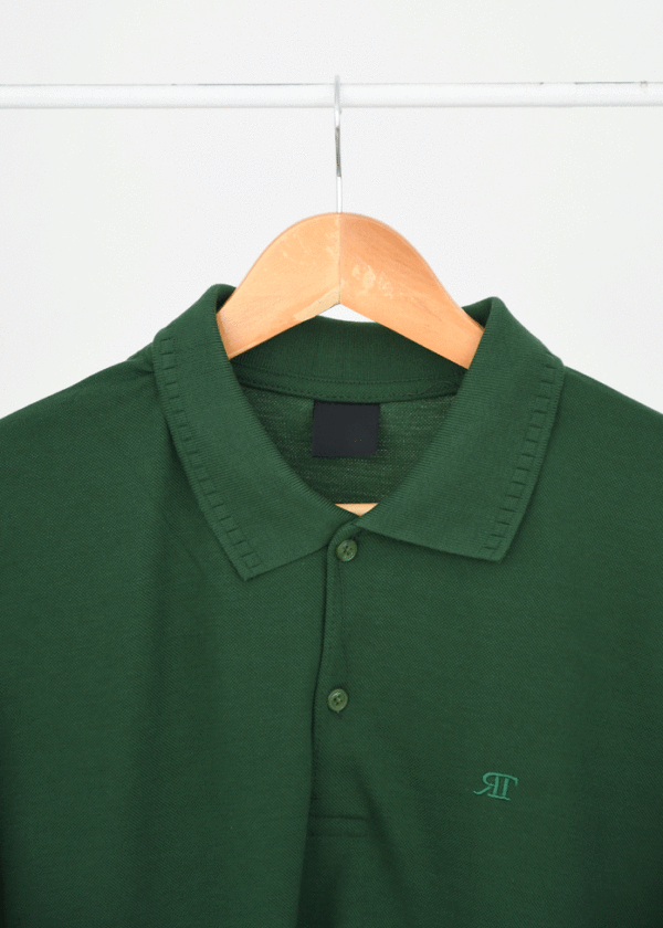 تیشرت جودون یقه دار مردانه سبز تیره - Image 2