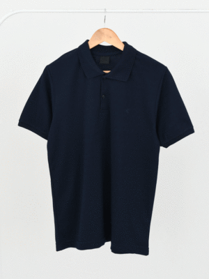 تیشرت جودون یقه دار مردانه سرمه ای