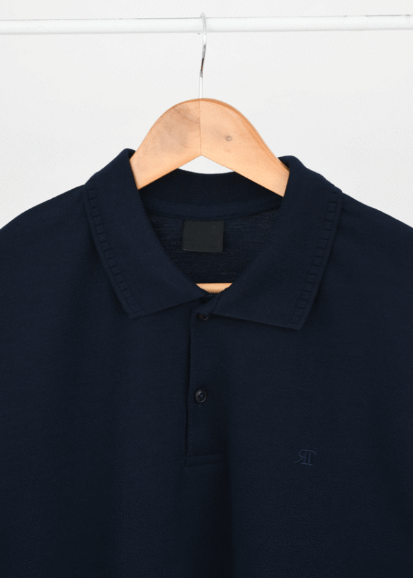 تیشرت جودون یقه دار مردانه سرمه ای - Image 2