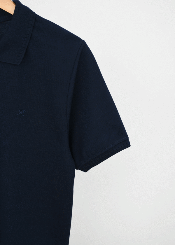 تیشرت جودون یقه دار مردانه سرمه ای - Image 3