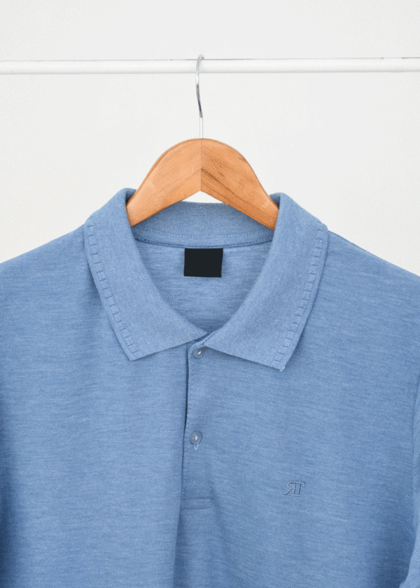 تیشرت جودون یقه دار مردانه آبی روشن - Image 2