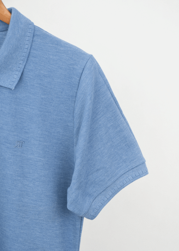 تیشرت جودون یقه دار مردانه آبی روشن - Image 3