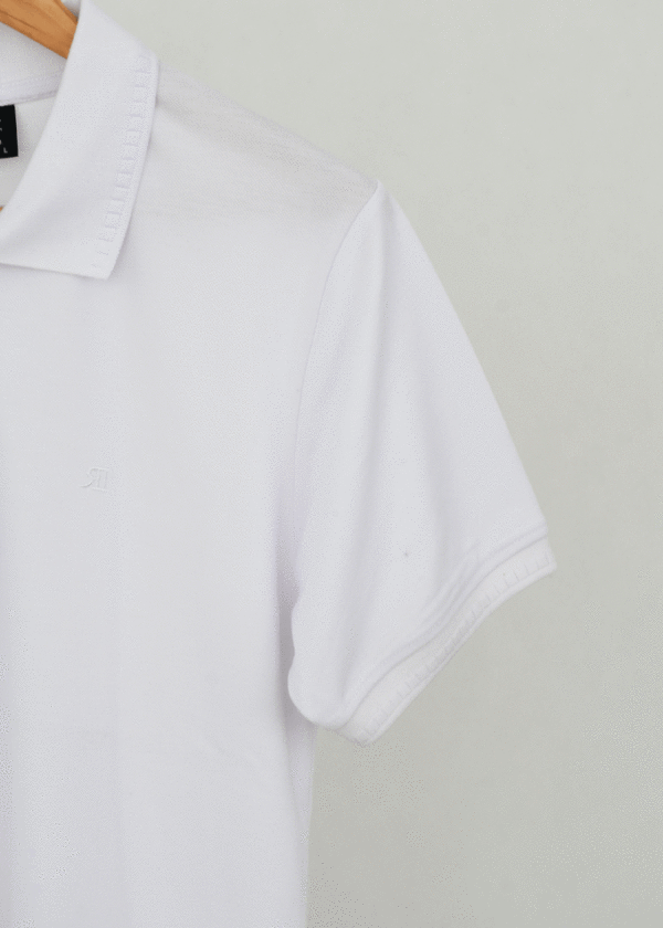 تیشرت جودون یقه دار مردانه سفید - Image 3