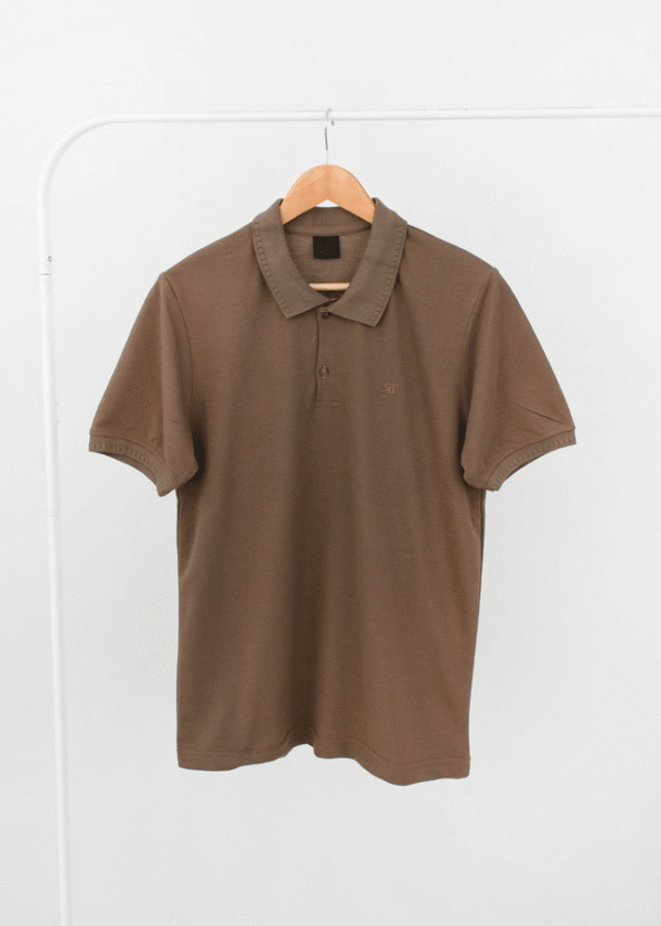 تیشرت جودون یقه دار مردانه قهوه ای - Image 1