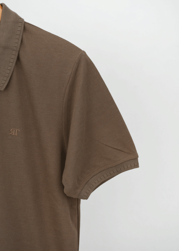 تیشرت جودون یقه دار مردانه قهوه ای - Image 3