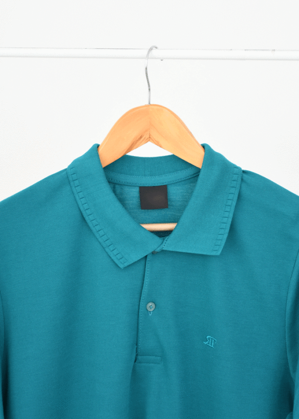 تیشرت جودون یقه دار مردانه سبز آبی - Image 2