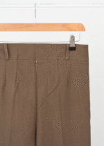 شلوار واید پارچه ای قهوه ای - Image 3