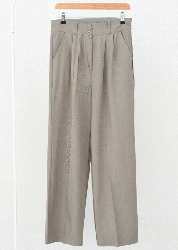 شلوار واید پارچه ای خاکی - Image 1