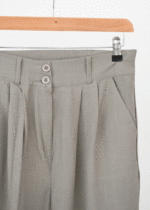 شلوار واید پارچه ای خاکی - Image 2