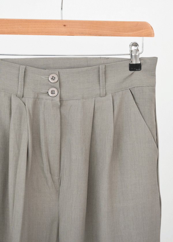 شلوار واید پارچه ای خاکی - Image 2