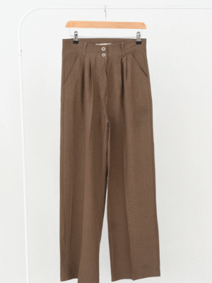 شلوار واید پارچه ای قهوه ای