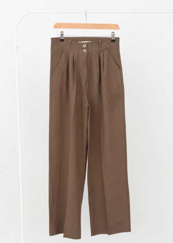 شلوار واید پارچه ای قهوه ای - Image 1