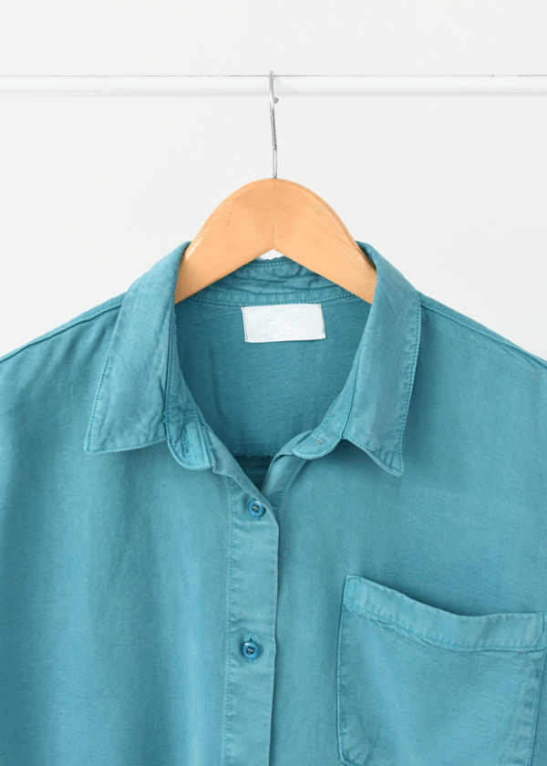 شومیز کتان آستین بلند تک جیب کله غازی - Image 4