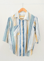 شومیز راه راه رنگی آستین سه ربع