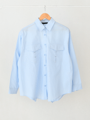 شومیز کتان جیب دار