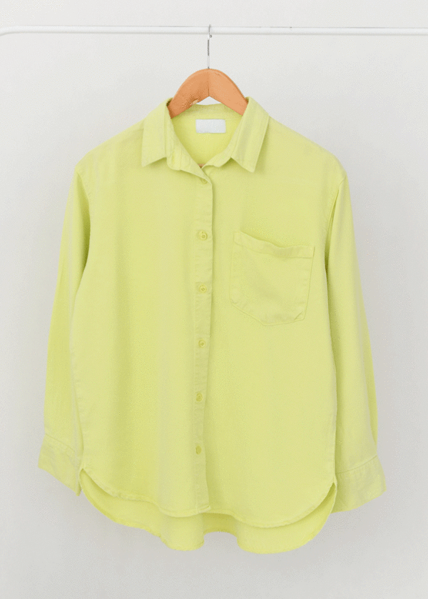 شومیز کتان آستین بلند تک جیب سبز - Image 5