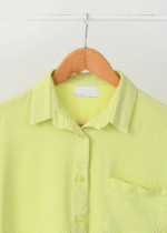 شومیز کتان آستین بلند تک جیب سبز - Image 4