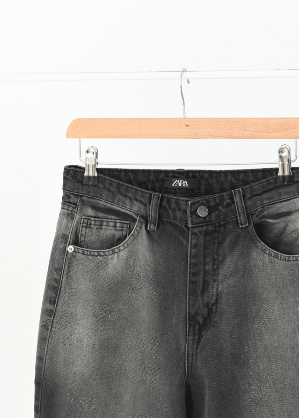 شلوار جین پایین کات استریت ذغالی زارا - Image 7