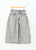 شلوار جین بگ کوتاه آبی طوسی