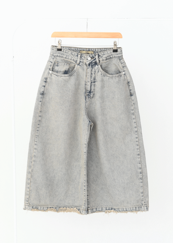 شلوار جین بگ کوتاه آبی طوسی - Image 1