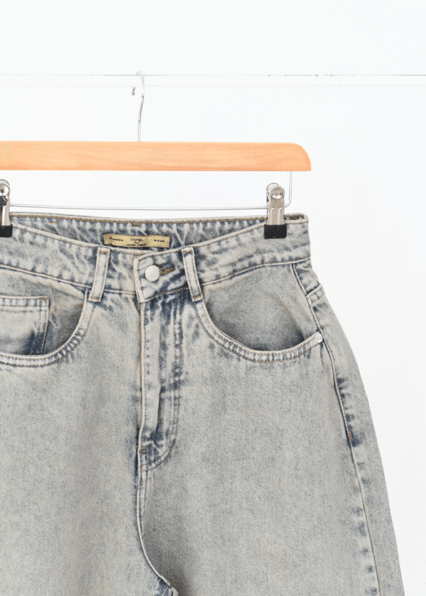 شلوار جین بگ کوتاه آبی طوسی - Image 7