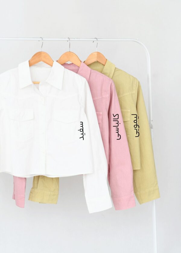 پیراهن جلو دکمه جیب دار - Image 2