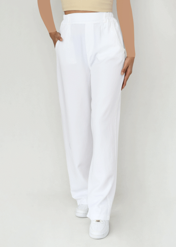 شلوار کتان نوفل سفید - Image 5