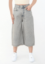 شلوار جین بگ کوتاه آبی طوسی - Image 2