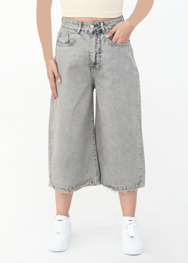 شلوار جین بگ کوتاه آبی طوسی - Image 2