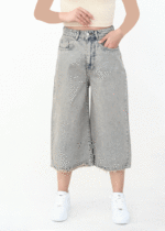 شلوار جین بگ کوتاه آبی طوسی - Image 3