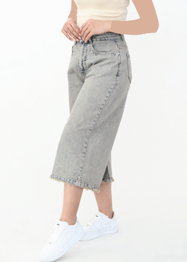 شلوار جین بگ کوتاه آبی طوسی - Image 4